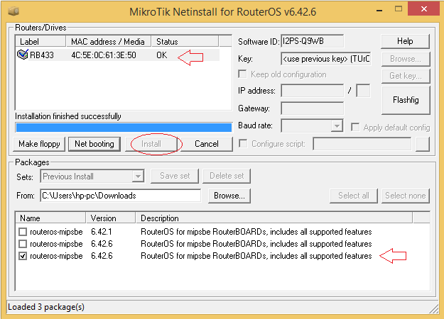 Netinstall mikrotik не видит роутер